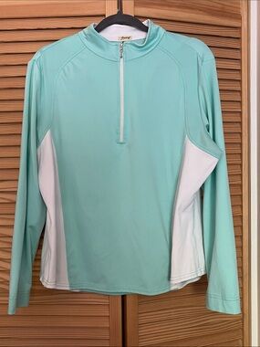 Women's Aqua Long-Sleeve Rash Guard Swim Top